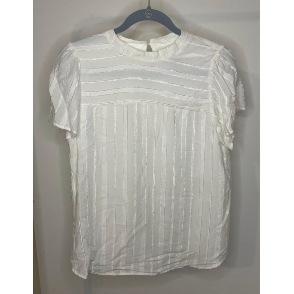 NWT - LOFT White Lined Blouse w/ Butterfly Sleeve